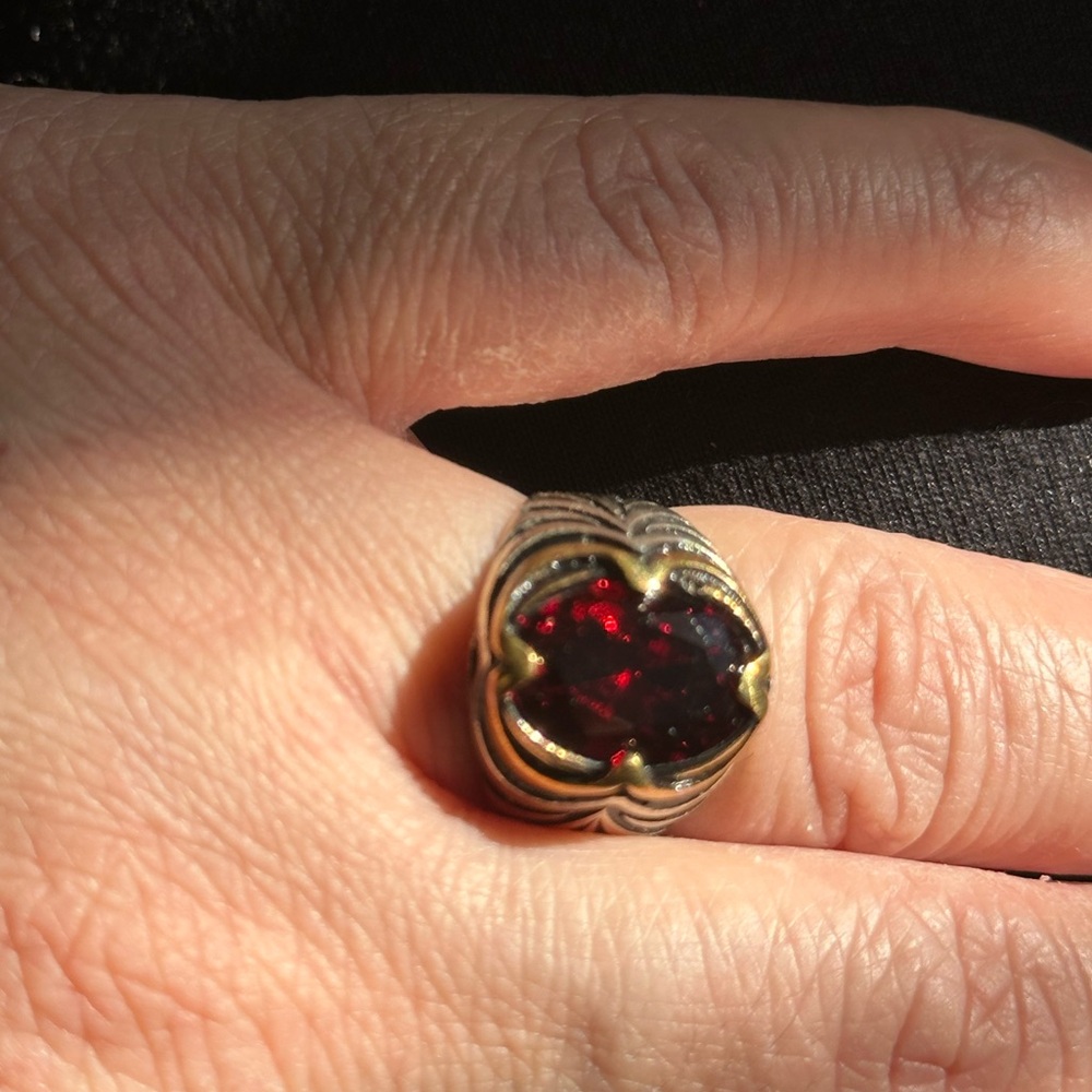 925 Silver stunning red ring size 9.25 unisex - Picture 2 of 7